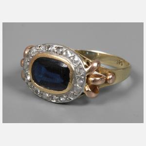 Damenring mit Saphir und Diamanten