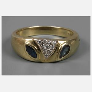 Damenring mit Saphir und Diamanten