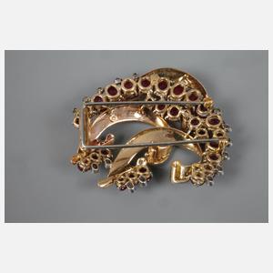 Brosche mit Rubinen und Diamanten