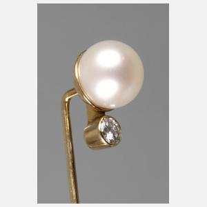 Reversnadel mit Perle und Brillant