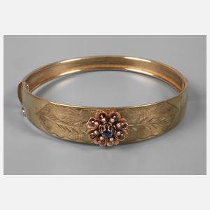 Armreif mit Perlen und Saphiren