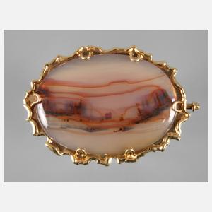 Brosche mit Landschaftsachat