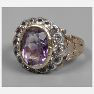 Damenring mit Amethyst und Bergkristall