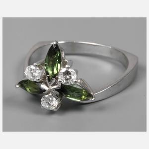 Damenring mit Brillanten und Turmalinen