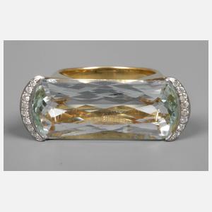 Damenring mit Aquamarin und Diamanten
