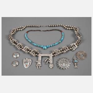 Konvolut indianischer Silberschmuck