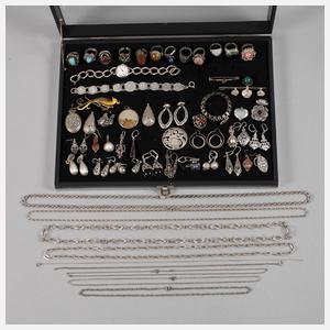 Großes Konvolut Silberschmuck