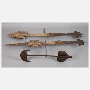 Drei Teile einer Kirchturmuhr