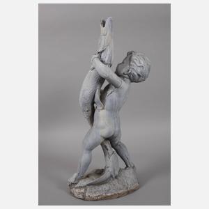 Brunnenfigur Putto mit Fisch