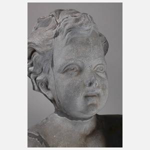 Brunnenfigur Putto mit Fisch