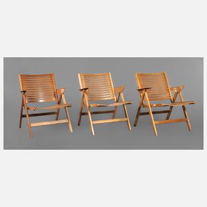 Drei „REX“ Klappstühle