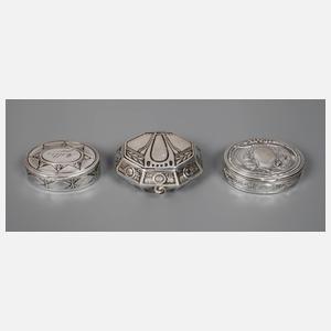 Silber drei Pillendosen Jugendstil