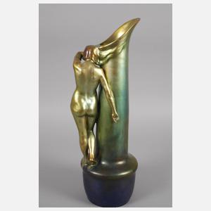 Zsolnay Pecs große Kanne mit weiblichem Akt