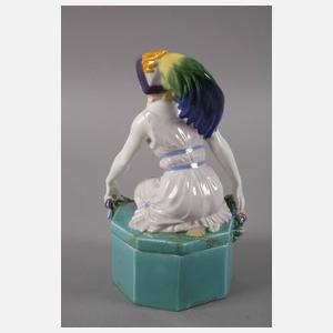 Keramos Wien figürliche Deckeldose Jugendstil