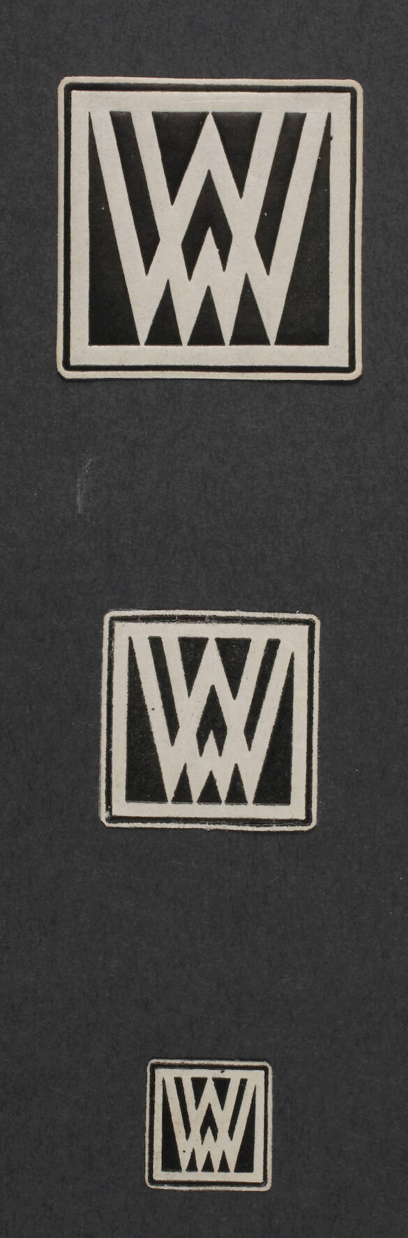 Drei Werbemarken Wiener Werkstätte