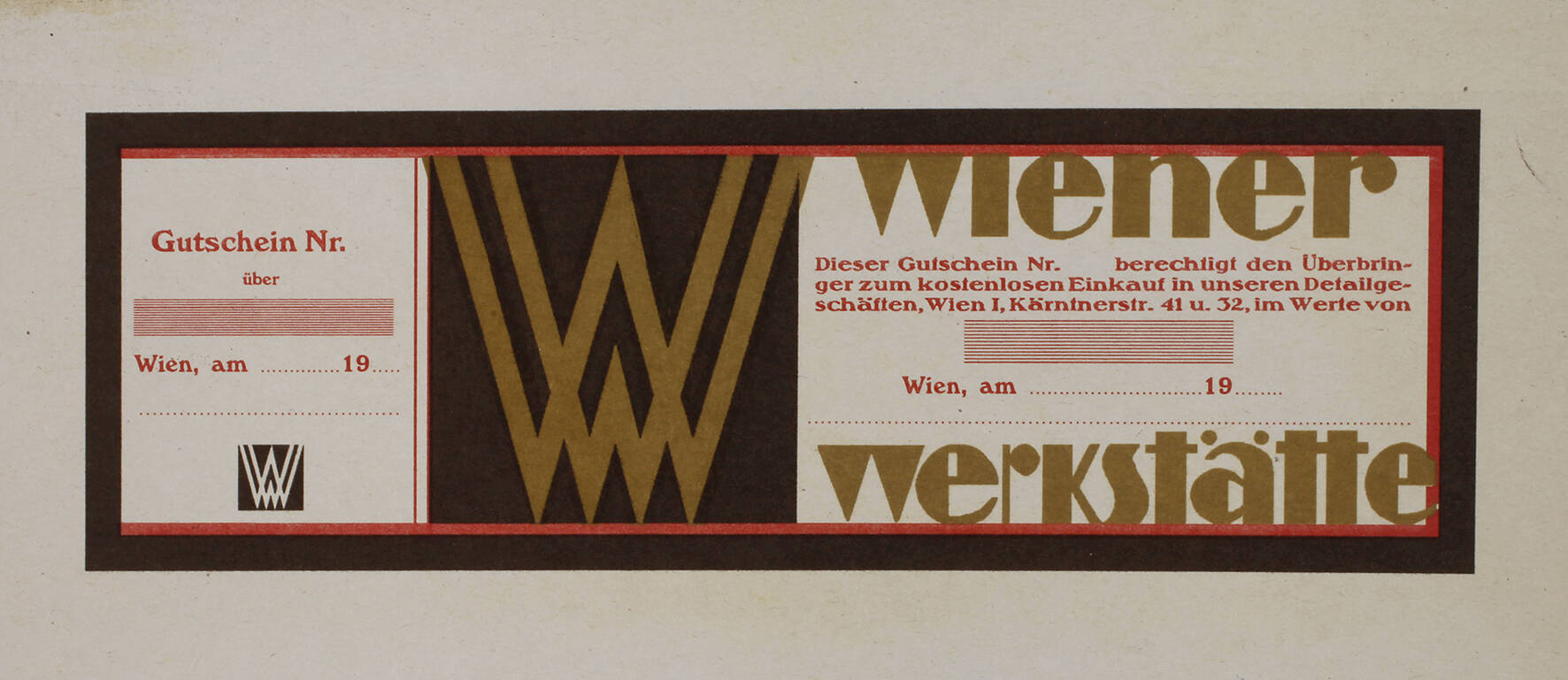 Seltener Gutschein der Wiener Werkstätte