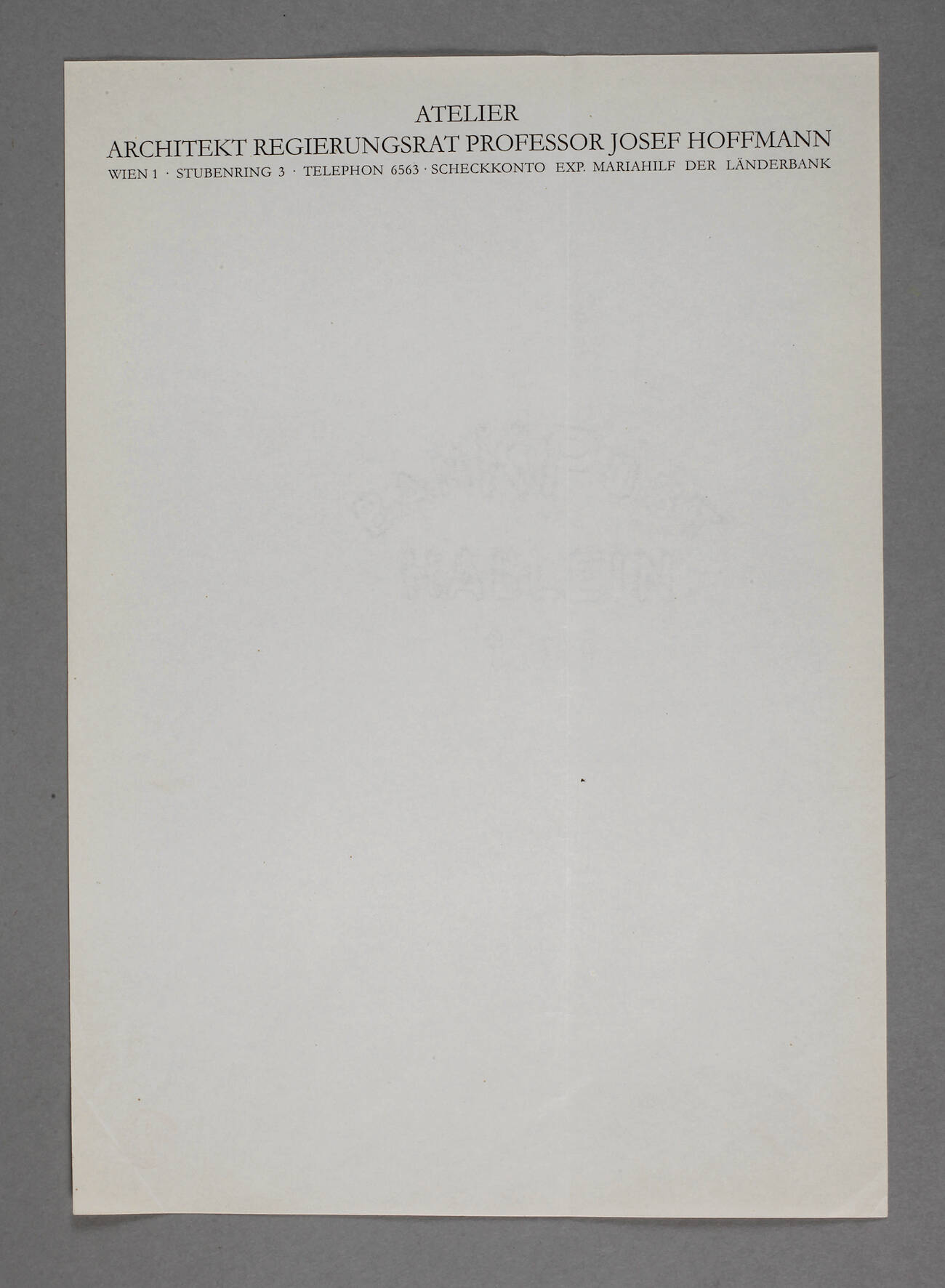 Briefbogen Josef Hoffmann