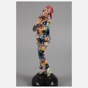 Goldscheider Wien Figur "Stehende Pierrette mit Maske"