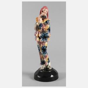 Goldscheider Wien Figur "Stehende Pierrette mit Maske"