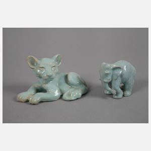 Vier Tierfiguren Art déco