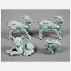 Vier Tierfiguren Art déco