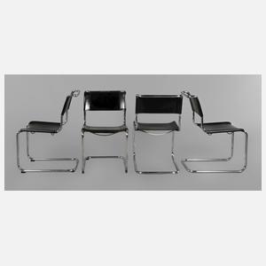 Vier Freischwinger Thonet