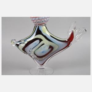Jiri Pacinek großes Glasobjekt Fisch mit Vase