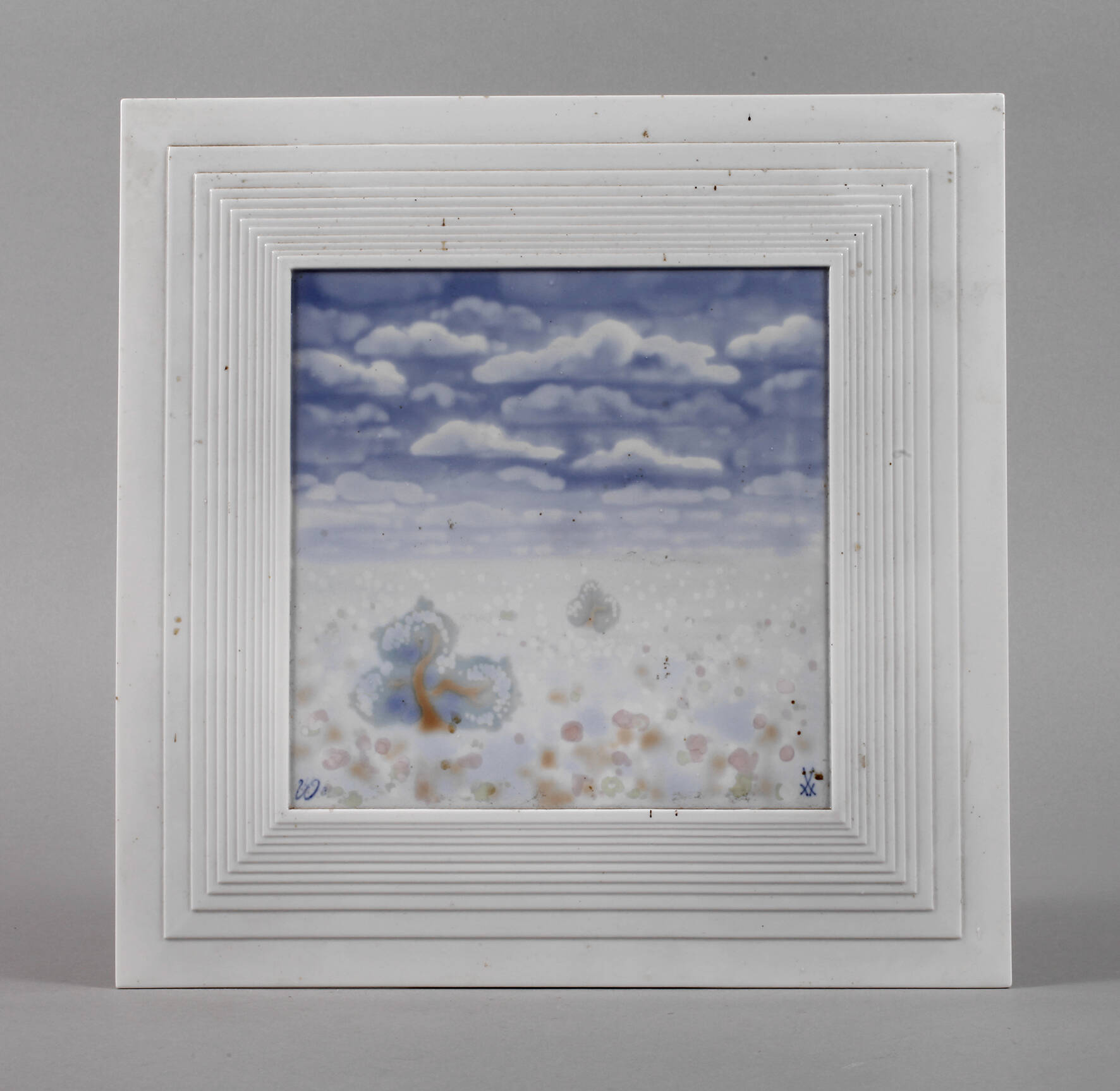 Meissen Bildplatte Landschaft mit Profilrahmen