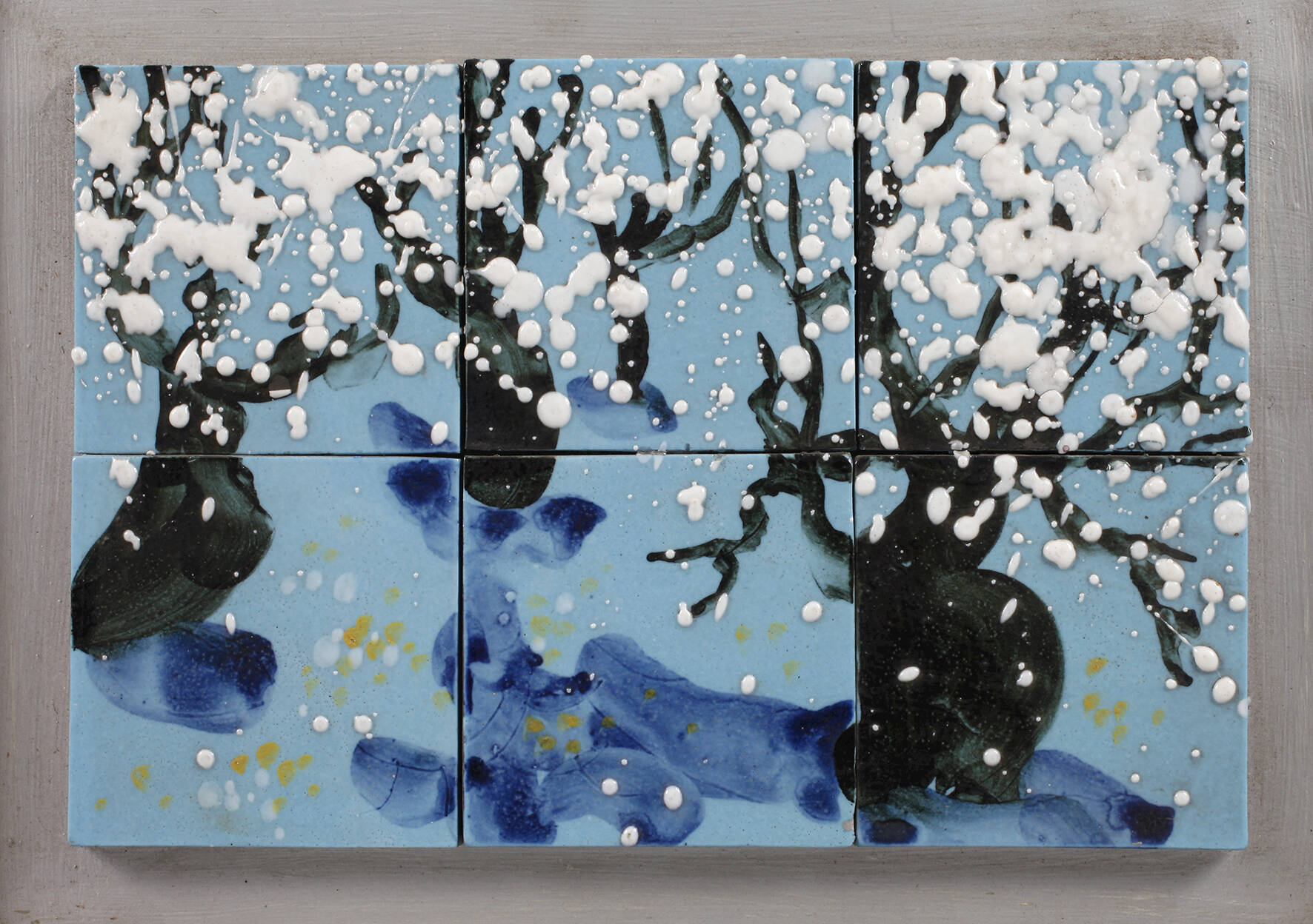 Sechsteiliges Fliesenbild Winterwald