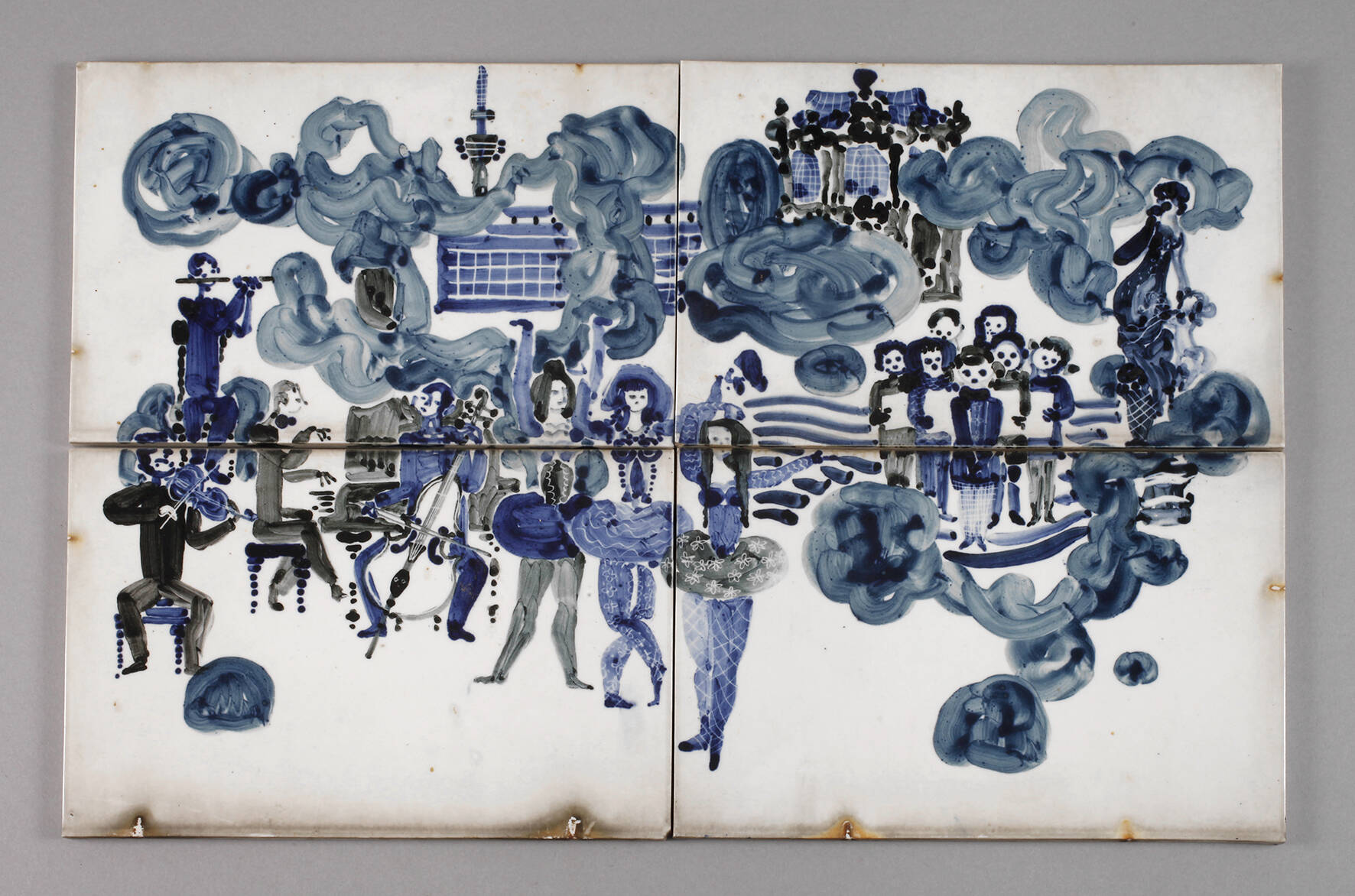 Vierteiliges Fliesenbild Kulturleben