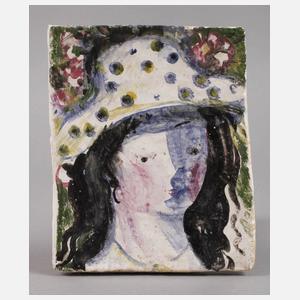 Fliesenbild Frau mit Hut