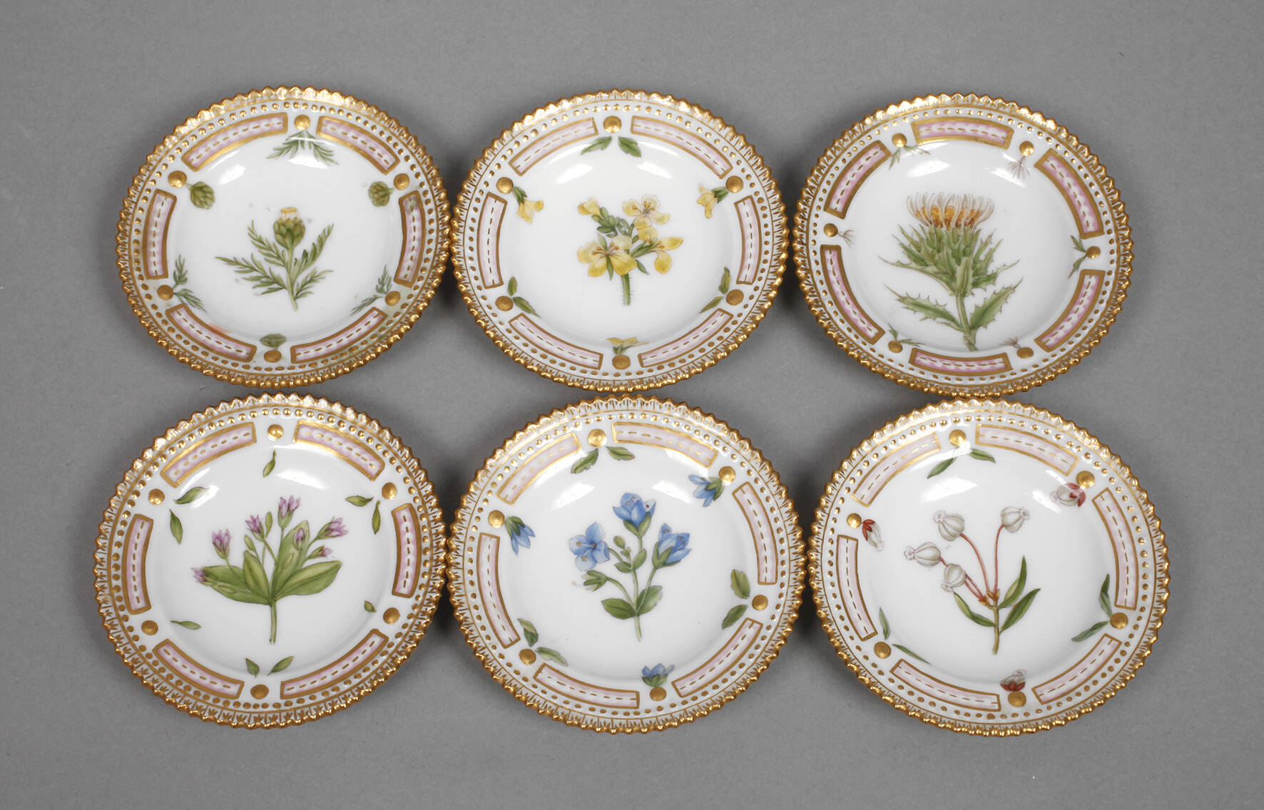Royal Copenhagen sechs Schälchen "Flora Danica"