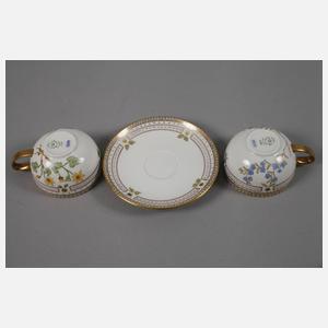 Royal Copenhagen sechs Teetassen im Flora Danica-Stil