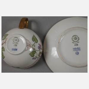 Royal Copenhagen sechs Teetassen im Flora Danica-Stil