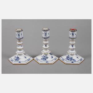 Meissen drei Kerzenleuchter "Blaue Blume"