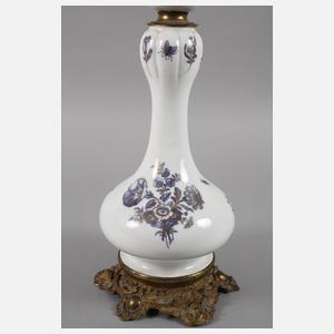 Meissen Petroleumlampe "Blaue Blume und Insekten"