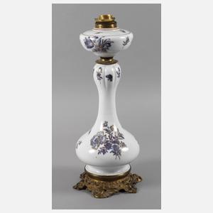 Meissen Petroleumlampe "Blaue Blume und Insekten"