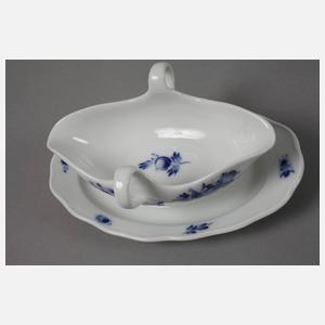 Meissen Teller und Sauciere Blaumalerei
