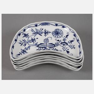 Meissen sechs Grätenschalen Zwiebelmusterdekor