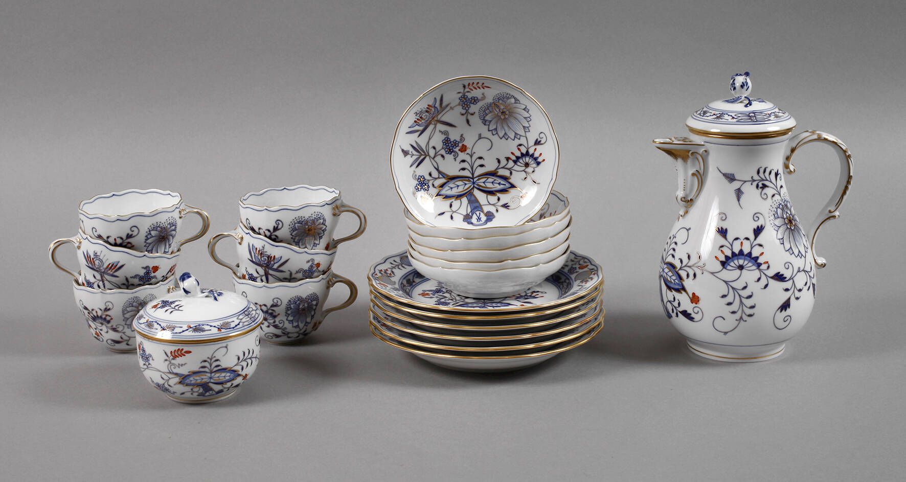 Meissen Kaffeeservice "Zwiebelmuster, schattiert"