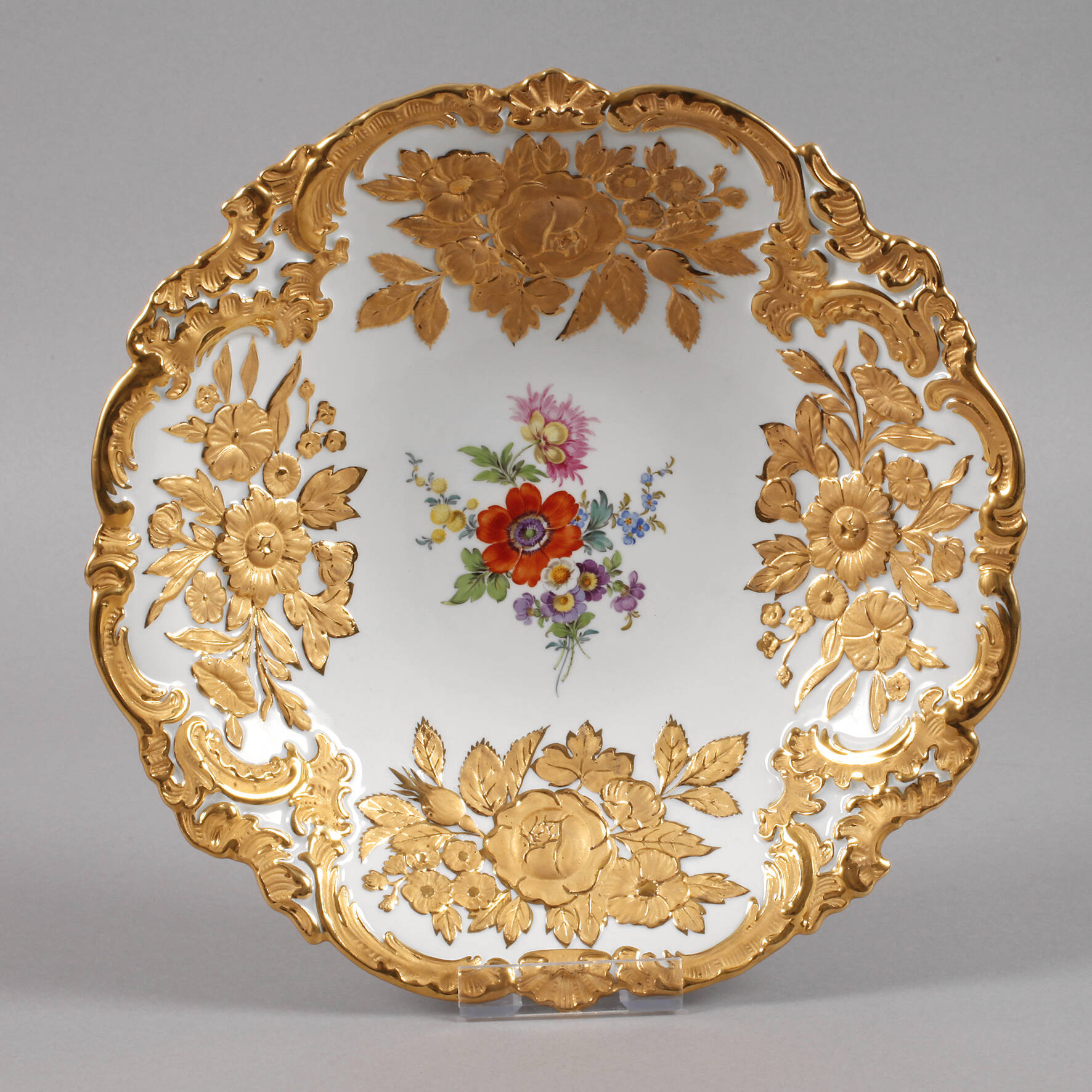 Meissen große Prunkschale Blumenbukett