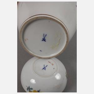 Meissen Deckelvase und Deckeldose "Blumenbukett"