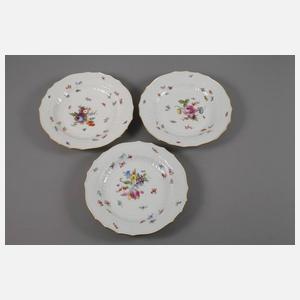 Meissen sechs Suppenteller "Blumen und Insekten"