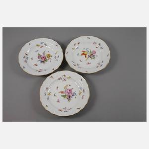 Meissen sechs Suppenteller "Blumen und Insekten"