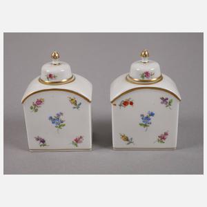 Meissen Paar Teedosen mit Streublümchendekor