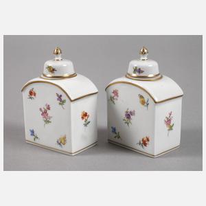Meissen Paar Teedosen mit Streublümchendekor