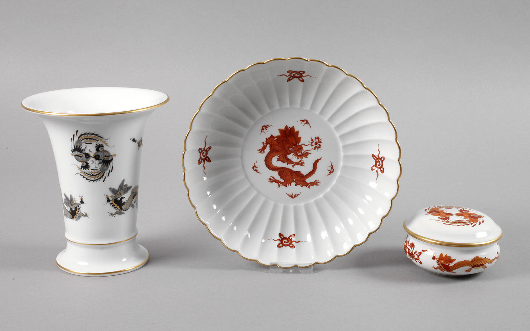 Meissen drei Teile mit Drachendekor