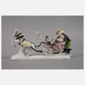 Meissen "Schlittengruppe mit Hofnarr Fröhlich"