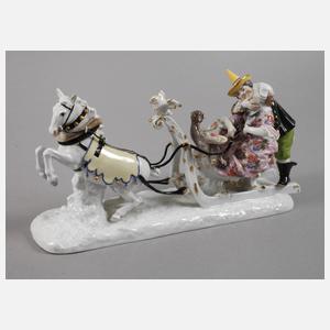 Meissen "Schlittengruppe mit Hofnarr Fröhlich"