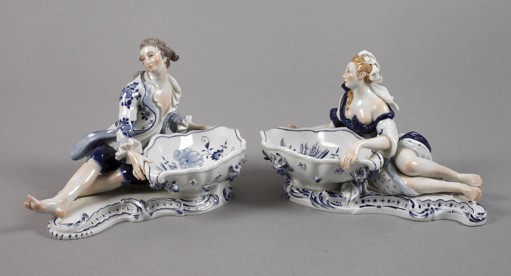 Meissen Paar figürliche Gewürzschalen